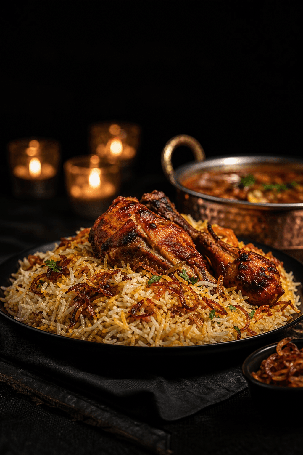Biryani and grilled chicken at Nawabi Bites